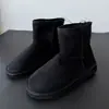 Moda Otoño 2026 Nuevas Botas de Nieve para Hombre de Gamuza Slip-on Talla Grande Suela Plana Botines Cortos con Forro de Piel