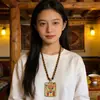 Xizang pintado à mão ouro Tang kazaki carneiro cinco caudas nove caudas raposa deus amarelo da riqueza verde mãe buda cartão gabu pingente