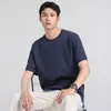Camiseta Masculina de Manga Curta em Algodão Mercerizado com Amônia Líquida 270g, Sensação Fresca de Seda Gelada, Caimento Solto de Verão, Toque de Alta Qualidade, Estilo Fino, Camiseta Masculina Respirável