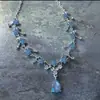 Collar Fresco y Elegante de Flor Azul Cielo Estrellado para Mujer, Cadena para Clavícula de Lujo Ligero de Gama Alta para Vestido de Noche, Cadena para el Cuello Dulce y Elegante