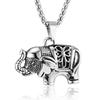 Colar Pingente Elefante Fundido em Aço Titânio Animal Auspicioso Padrão Elefante Tailandês Moda Agressiva Pingente de Aço Inoxidável
