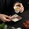 Posavasos de Algodón y Lino, Paños Suaves Absorbentes Hechos a Mano, Parches para Tetera y Taza de Té de Mesa para el Hogar, Tapetes de Aislamiento Térmico, Accesorios para Ceremonia del Té