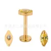 Paquete Ojo de Caballo Chapado en Oro de Titanio F136 con Zirconia 5A Joyería para Perforación de Uñas de Labios Aleación de Titanio G23 Accesorios Dorados para Uñas de Oreja