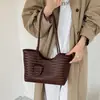 Bolso de gran capacidad con patrón tejido para el día a día, nuevo modelo 2026, bolso de hombro o axila relajado y simple, bolso tote a la moda