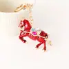 Zodíaco Esmalte Pônei Liga Diamante Chaveiro de Carro Animal Cavalo Moda Pingente Masculino Pequeno Presente