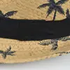 Sombrero de Sol de Verano para Hombre con Estampado de Palmera, Sombrero de Sol de Playa con Ala Pequeña, Sombrero de Papel Jazz, Sombrero de Sol