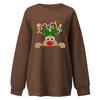 Suéter navideño transfronterizo con estampado de alce navideño, manga larga, talla grande europea y americana, forro polar, suéter navideño arcoíris para mujer