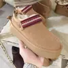 Botas de nieve de punto gruesas de estilo étnico transfronterizas para mujer, forradas de felpa en invierno, cálidas, que aumentan la altura y antideslizantes, zapatos casuales de algodón