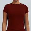 Camiseta Top Esportivo Manga Curta Alta Elasticidade Slim Secagem Rápida Sem Costura Transfronteiriço Fitness Tight Yoga Manga Curta