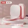 Espejo de maquillaje LED de doble cara con lupa, plegable y portátil, con luz incorporada para retoques, espejo compacto de alta definición con tapa abatible