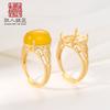 Anillo de Plata S925 Artesanía Antigua Dorada Oro Arena Incrustado Turquesa Roja del Sur Cera de Abejas DIY Anillo de Plata Soporte para Mujeres