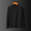 Camisa Básica Masculina Derong Gola Alta Meia Outono e Inverno Camisa Interna Masculina de Veludo Escovado Dupla Face Manga Longa Quente Nova para Homens