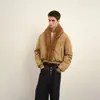 Ropa para Hombre de la Frontera Norte Marca de Tendencia Americana Invierno 2025 Nuevo Retro Corto Águila de Montaña Chaqueta de Algodón para Hombre Grande Abrigo de Algodón con Cuello de Piel