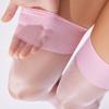 Medias Largas Brillantes Sedosas Transparentes con Puño Ancho de Costilla, Medias Brillantes Perladas, Medias Largas Delgadas con Puntas Transparentes, Medias Altas Hasta el Muslo