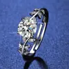 Anillo de Diamante Moissanita Nuevo Producto Transfronterizo Diseño de Alta Gama Diosa Rama de Laurel Un Quilate Regalo para Novia Suministro en Vivo