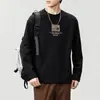 Camiseta de manga larga para hombre, top de primavera y otoño, capa base de algodón, sudadera, ropa moderna de talla grande para hombre de corte holgado