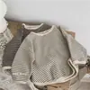 Muy recomendado, excelente calidad, sudadera infantil para primavera y otoño, estilo coreano, corte holgado, estilo ins, cuello redondo, top a rayas para niños y niñas