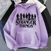 Moletom com Capuz Estampado Stranger Things Blusa com Forro de Lã Moletom com Capuz Comércio Transfronteiriço
