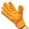 Guantes de Soldador de Cuero de Vaca de Dos Capas Cortos Completamente de Cuero Resistentes al Desgaste Antideslizantes Guantes Dorados para Conducir Aislados Protección Laboral Guantes de Soldadura