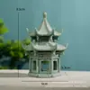 Pavilhão de Arco Estilo Antigo Micro Paisagem Água Corrente Bonsai Jardinagem Paisagem de Flores Paisagismo Mini Decorativo Areia Verde Mobiliário