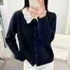 Cárdigan de punto de estilo coreano con cuello de muñeca de un solo pecho para mujer, nueva colección otoño/invierno, dulce y juvenil, único y no se encuentra fácilmente en otros lugares, chaqueta suéter