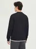 Sudadera Negra Redonda de Dos Piezas Falsas Woog2005 para Hombre Nuevo Estilo Primavera y Otoño Ajuste Holgado con Cuello Henley Mangas Largas