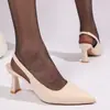 Novo Modelo de Verão 2026: Salto Alto Feminino Casual Confortável de Bico Fino, Moda Francesa, Tamanho Grande, Para Uso Externo, Tamanho Único