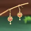 Rei Veado Dourado S925 Prata Banhado a Ouro Cloisonné Seis Caracteres Sânscritos Brincos Atacado Feminino Cor Esmalte Lótus Colar Pingente de Prata