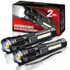 Nueva linterna transfronteriza recargable por USB iluminación exterior linterna láser blanca con luz de trabajo COB
