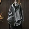 Camisa de Manga Larga de Algodón y Lino de Color Puro Simple para Primavera y Otoño, Top para Mujer, Temporada Nueva, Versátil, Diseño de Doble Botón, Chaqueta Pequeña Cárdigan