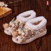 Traje antiguo zapatos bordados de estilo antiguo para niñas invierno nuevos zapatos de estilo étnico zapatos Hanfu 3D año del Dragón zapatos de tela de algodón flores engrosadas