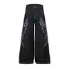 Jeans Nuevos 2025 para Hombre Jiayiku Estilo Americano High Street RO Jeans Bordados Avanzados Pantalones de Pierna Ancha