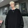 Primavera 2026 Nuevo Talla Grande Tejido Waffle Falso Dos Piezas Manga Larga Camiseta Henley para Hombre Cuello Pequeño en V Holgada Textura Casual Top