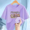 2544 # Camiseta para Niña de Manga Corta Ropa de Verano 2025 Nueva Mediana y Grande Ropa de Verano Camiseta Holgada de Manga Media Tops Estilo Occidental