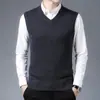 Nova Chegada Outono/Inverno 2026: Colete de Lã Pura Engrossado para Homens, Colete Tricotado 100% Lã Pura, Disponível para Dropshipping