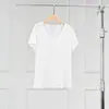 Camiseta Feminina Manga Curta Gola V de Algodão Bambu Estilo Simples e Fashionável para Primavera Cedo Roupas de Trabalho Warren Hailong Sst018