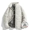 Jaqueta de Inverno Masculina Enbu Nova com Gola Alta de Penas para Uso Externo Espessa Quente Moda Jovem Marca Tendência Casaco Puff