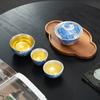 Tetera de Plata de Ley 999 Juego de Té Kung Fu Juego Pequeño para el Hogar Juego de Té de Viaje Tazón Conservador de la Salud Plateado Dorado Caja de Regalo Regalo