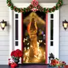 Decoración de Cubierta de Puerta de Navidad Tela de Fondo Verde de Navidad Cubierta de Puerta de Navidad Colgante de Puerta Decoración de Fiesta de Año Nuevo Tapiz de Cubierta de Puerta