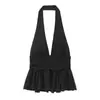 Aliexpress Atacado de Roupas Europeias e Americanas Transfronteiriças Nova Coleção Primavera 2025 Camisola Irregular de Chiffon Francês
