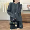 Suéter grueso de punto trenzado, cuello redondo, estilo coreano, corte holgado, 100% lana para mujer, diseñado para estilizar, moderno y versátil como capa base