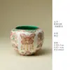Jardín de Agua Cerámico Estilo Japonés con Tema de Mariposas y Diseño Creativo, Recipiente de Agua Hecho a Mano con Acabado Morado Horneado en Horno para Aguas Residuales y Posos de Té