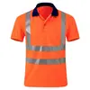 Camisa tipo Polo europea de talla grande con mangas largas y cortas, franjas reflectantes, hecha a medida para saneamiento al aire libre, construcción de carreteras y ropa de trabajo de seguridad.