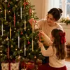 Colgantes de barra de hielo roscados de Navidad, plástico electrochapado en oro, plata y rojo con forma de cono de hielo, adornos colgantes de carámbano para decoración de árbol de Navidad