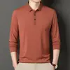 Otoño 2026 Nuevo Estilo Camisa Polo de Manga Larga para Hombres de Mediana Edad Casual Cuello Solapa Color Sólido Top Holgado