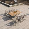 Mesa y silla de exterior para jardín, exterior, de plástico, madera, mesa y silla combinadas para patio, terraza, aluminio, arte, impermeable, anticorrosivo, serie de sillas de malla