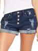 Shorts Jeans Feminino Europeu e Americano de Comércio Exterior com Cintura Alta e Barra Desfiada