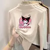 Camiseta interior básica de manga larga con estampado y forro polar para niña, nuevo estilo 2026, top interior versátil ajustado para otoño, adecuado para niños de talla mediana y grande