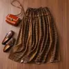Saia Barcelona~Design Próprio Etiqueta Negra 100% Cânhamo Natural Cintura Elástica Linha A Bainha Larga Silhueta Feminina H040714