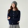 Traje de alta qualidade! Outono/Inverno Novo Cardigan de Caxemira Gola Polo Feminina Camisa de Caxemira Feminina Tricô Botonê Color Block